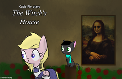 Size: 1024x663 | Tagged: safe, artist:cutiepiethepony, oc, oc only, cat, mona lisa, the witch's house