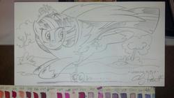 Size: 1023x577 | Tagged: safe, artist:andypriceart, twilight sparkle, alicorn, pony, g4, traditional art, training wheels, twilight sparkle (alicorn)