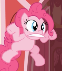 Size: 398x458 | Tagged: safe, screencap, pinkie pie, g4, griffon the brush off, derp, female, great moments in animation, solo
