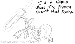 Size: 1280x765 | Tagged: safe, artist:idrawwhatiwant, princess cadance, g4, 30 minute art challenge, clothes, scarf, sword