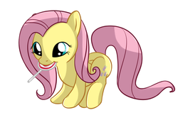 Size: 1364x884 | Tagged: dead source, safe, artist:rabiesbun, fluttershy, pegasus, pony, g4, cute, female, lollipop, mouth hold, solo