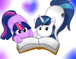 Size: 4000x3108 | Tagged: safe, artist:allitalianrejects, shining armor, twilight sparkle, g4, book, high res, reading