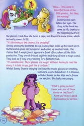 Size: 508x759 | Tagged: safe, butterscotch (g3), kimono, sunny daze (g3), pony, g3, sparkle world, bipedal, book, magic, magic glasses, story, text, the magic of books