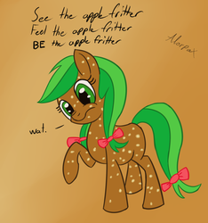 Size: 1280x1368 | Tagged: safe, artist:alorpax, apple fritter, food pony, original species, g4, 30 minute art challenge, apple family member, female, literal, solo