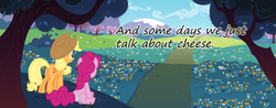 Size: 900x354 | Tagged: safe, applejack, pinkie pie, g4, insane pony thread, tumblr