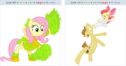 Size: 519x272 | Tagged: safe, apple bloom, fluttershy, mandopony, g4, exploitable meme, juxtaposition, juxtaposition win