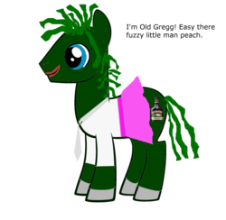 Size: 1944x1900 | Tagged: safe, artist:bucky, pony, dialogue, old gregg, ponified, simple background, solo, the mighty boosh, transparent background