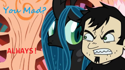 Size: 742x417 | Tagged: safe, artist:mixermike622, queen chrysalis, g4, angry, dan, dan vs