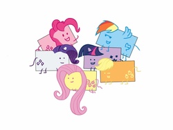 Size: 1024x768 | Tagged: artist needed, safe, applejack, fluttershy, pinkie pie, rainbow dash, rarity, twilight sparkle, g4, mane six, poptart, rectangle pony, rectangles, tictac