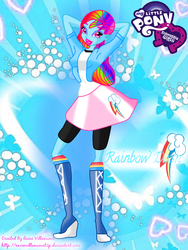Size: 1200x1600 | Tagged: safe, artist:ravenvillanuevat2p, rainbow dash, human, equestria girls, g4, arm behind head, clothes, crossover, cutie mark, equestria girls logo, female, high heels, humanized, shoes, sneakers, solo, style emulation, winx, winx club, winxified