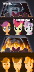 Size: 500x1061 | Tagged: safe, apple bloom, scootaloo, sweetie belle, g4, cutie mark crusaders, exploitable meme, inglourious basterds, meme, theater meme