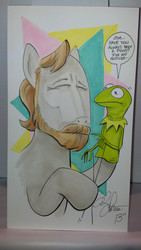 Size: 600x1064 | Tagged: safe, artist:andy price, andy you magnificent bastard, beard, jim henson, kermit the frog, male, ponified, the muppets