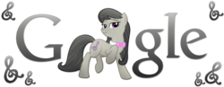 Size: 1800x700 | Tagged: safe, artist:kooner-cz, artist:thepatrollpl, octavia melody, earth pony, pony, g4, bowtie, clef, cutie mark, female, google, hooves, logo, mare, simple background, solo, theme, transparent background, vector