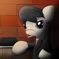 Size: 2024x2024 | Tagged: safe, artist:chaikeon, octavia melody, earth pony, pony, g4, alley, cigarette, mafia, mafia octavia