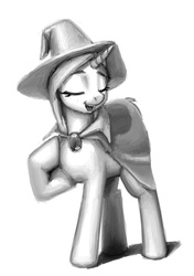 Size: 520x739 | Tagged: safe, artist:mrwolf, trixie, pony, unicorn, g4, female, mare, monochrome, smiling, solo