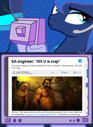 Size: 563x769 | Tagged: safe, princess luna, gamer luna, g4, ea, exploitable meme, haters gonna hate, nintendo, tv meme