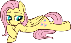 Size: 406x246 | Tagged: safe, artist:lulubell, fluttershy, g4, female, prone, sad, simple background, solo, transparent background