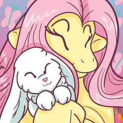 Size: 500x500 | Tagged: safe, artist:akuoreo, angel bunny, fluttershy, anthro, g4, icon
