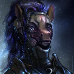 Size: 1024x1024 | Tagged: safe, artist:bloodrizer, princess luna, g4, armor, female, portrait, semi-realistic, solo