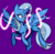 Size: 1783x1755 | Tagged: safe, artist:newvagabond, artist:rex42, trixie, alicorn, pony, g4, alicornified, female, magic, purple background, race swap, simple background, solo, trixiecorn