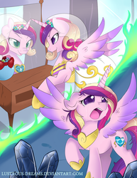 Size: 2550x3300 | Tagged: safe, artist:lustrous-dreams, princess cadance, queen chrysalis, alicorn, changeling, changeling queen, pony, a canterlot wedding, g4, 2013, artifact, disguise, disguised changeling, fake cadance, female, mare, scene interpretation, this day aria