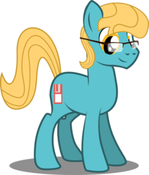 Size: 822x971 | Tagged: safe, artist:savestate, oc, oc only, earth pony, pony, floppy disk, glasses, looking down