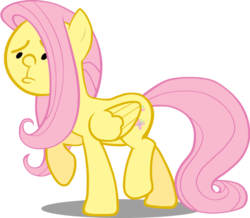 Size: 952x832 | Tagged: safe, edit, fluttershy, pegasus, pony, g4, female, frown, karl pilkington, mare, raised hoof, raised leg, ricky gervais show, sad, simple background, solo, transparent background, vector, wings