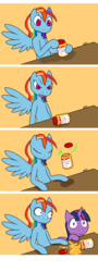 Size: 1440x4000 | Tagged: safe, artist:darkdoomer, rainbow dash, twilight sparkle, g4, comic, everything is ruined, exploitable meme, jar, mayonnaise, meme, ms paint, pixel art, spill, spilled milk