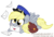 Size: 550x377 | Tagged: safe, artist:stepandy, derpy hooves, pegasus, pony, g4, bag, blushing, chibi, cute, female, hat, letter, mail, mailbag, mailmare, mailpony, mare, mouth hold