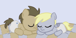 Size: 674x333 | Tagged: safe, artist:lilliesinthegarden, derpy hooves, doctor whooves, time turner, g4, filly, sleeping
