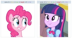 Size: 532x283 | Tagged: safe, pinkie pie, twilight sparkle, equestria girls, g4, my little pony equestria girls, exploitable meme, juxtaposition, juxtaposition win