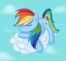 Size: 540x503 | Tagged: safe, artist:evanlynn, rainbow dash, g4, cloud, cloudy, female, sleeping, solo