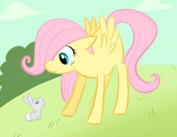 Size: 481x372 | Tagged: safe, artist:evanlynn, fluttershy, rabbit, g4, filly