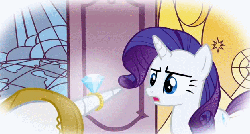 Size: 628x338 | Tagged: safe, screencap, prince blueblood, rarity, pony, unicorn, g4, season 1, the ticket master, animated, bipedal, blinking, cute, dilated pupils, excited, female, happy, horn, horn ring, male, mare, of course i would say yes!, open mouth, raised hoof, raribetes, ring, stallion, wide eyes
