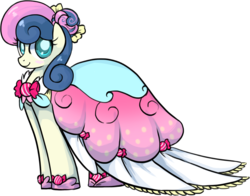 Size: 1711x1340 | Tagged: safe, artist:bigbuxart, bon bon, sweetie drops, earth pony, pony, g4, clothes, dress, female, mare, simple background, solo, transparent background