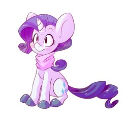 Size: 886x798 | Tagged: safe, artist:batlover800, rarity, g4, blushing, clothes, female, scarf, sitting, smiling, solo