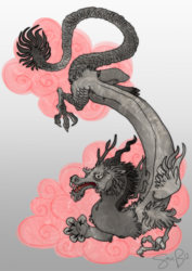 Size: 706x1000 | Tagged: safe, artist:sambragg, discord, chinese dragon, dragon, eastern dragon, g4, chinese, chinese discord, male, redesign, solo