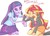 Size: 610x440 | Tagged: safe, artist:rirom, sunset shimmer, twilight sparkle, human, equestria girls, g4, my little pony equestria girls, comforting, crying, duo, female, heartwarming in hindsight, japanese, lesbian, pixiv, ship:sunsetsparkle, shipping, translated in the comments, twilight sparkle (alicorn)