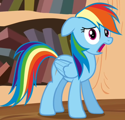 Size: 577x554 | Tagged: safe, screencap, rainbow dash, g4, it's about time, female, reaction image, shocked, solo