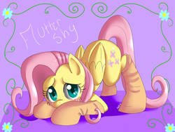 Size: 1600x1200 | Tagged: safe, artist:annakitsun3, fluttershy, pegasus, pony, g4, blushing, clothes, crouching, cute, daisy (flower), face down ass up, female, flower, shy, shyabetes, socks, solo