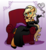 Size: 736x800 | Tagged: safe, artist:warwind, applejack, earth pony, anthro, unguligrade anthro, g4, alternate hairstyle, chair, cigarette, cigarette holder, clothes, couch, dress, evening gloves, fancy, female, gloves, jewelry, long gloves, smoking, solo, tiara