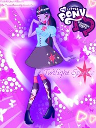 Size: 774x1032 | Tagged: safe, artist:ravenvillanuevat2p, twilight sparkle, alicorn, human, equestria girls, g4, clothes, cutie mark, ear piercing, earring, equestria girls logo, female, hand on cheek, high heels, humanized, jewelry, piercing, shoes, solo, style emulation, twilight sparkle (alicorn), winx club, winxified