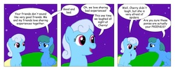 Size: 2583x1047 | Tagged: safe, artist:t-brony, bluebird happiness, linky, shoeshine, earth pony, pegasus, pony, comic:friendship is tragic, g4, background pony, comic, comic sans, duo, female, mare, night, speech bubble