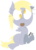 Size: 755x1059 | Tagged: safe, artist:munchcala, derpy hooves, g4, blank flank, cookie, cute, female, filly, mouth hold, nom, sitting, smiling, solo, younger