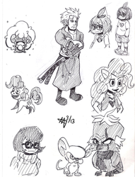 Size: 500x656 | Tagged: artist needed, safe, pinkie pie, bird, earth pony, human, mouse, parrot, pony, whimsicott, equestria girls, g4, female, male, mare, monochrome, one piece, pokémon, professor pericles, roronoa zoro, scooby-doo!, scooby-doo! mystery incorporated, the brain, velma dinkley