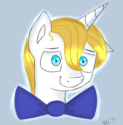 Size: 2797x2852 | Tagged: safe, artist:nohooves, prince blueblood, g4, blue background, bust, portrait, simple background, solo