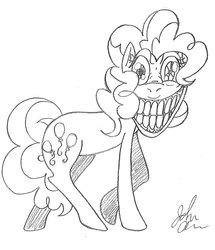 Size: 2353x2738 | Tagged: safe, artist:considerably-insane, pinkie pie, g4, crazy face, creepy, creepy face, creepy smile, female, insanity, looking at you, psycho, smiling, solo, teeth