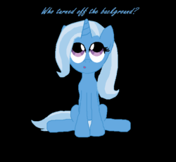 Size: 625x572 | Tagged: safe, artist:shiverbear, trixie, g4, black background, breaking the fourth wall, front view, full body, looking up, simple background, sitting, solo