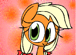 Size: 550x400 | Tagged: safe, artist:mushroomcookiebear, applejack, g4, animated, braces, cute, female, happy, hatless, jackabetes, missing accessory, smiling, solo