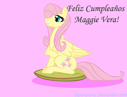 Size: 900x684 | Tagged: safe, artist:elponyfurry, fluttershy, g4, female, maggie, solo, spanish